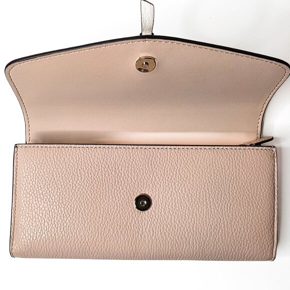 Kate Spade Marti Color block Pebbled Leather Large Flap Wallet Style K8218 - Picture 3 of 7